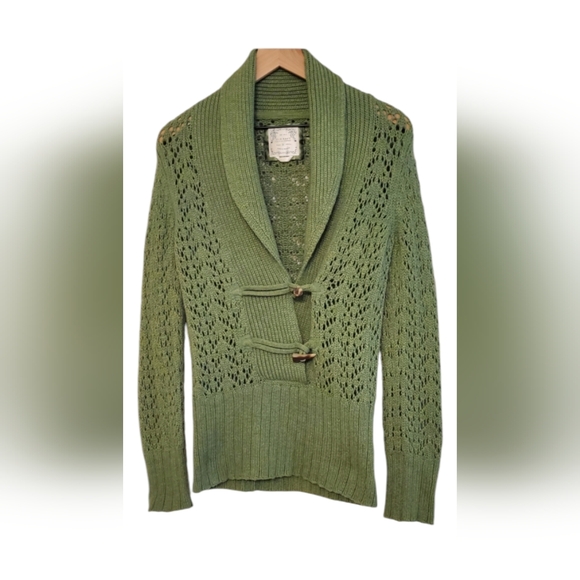 Old Navy Sweaters - Vintage Old Navy Green Shawl Collar Toggle Button Rabbit Blend Cardigan, Medium